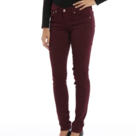 AG Adriano Goldschmied Wine Color The Stilt Cigarette Jeans Size 26R - Picture 2 of 12